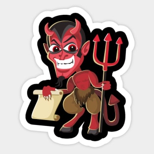 The devil has the contract with him. Sticker